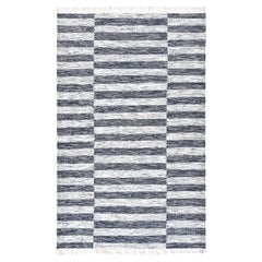 Solo Rugs Tapis à rayures plates tissé à la main noir
