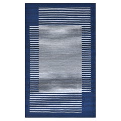 Solo Rugs Flatweave Striped Hand Woven Blue Area Rug