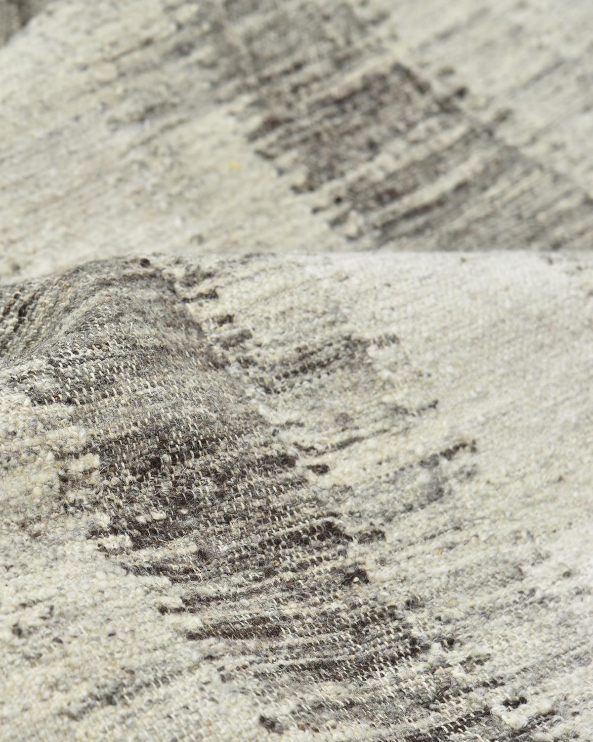 Cotone Tappeto Solo Rugs Flatweave Striped Tessuto a mano Marrone in vendita