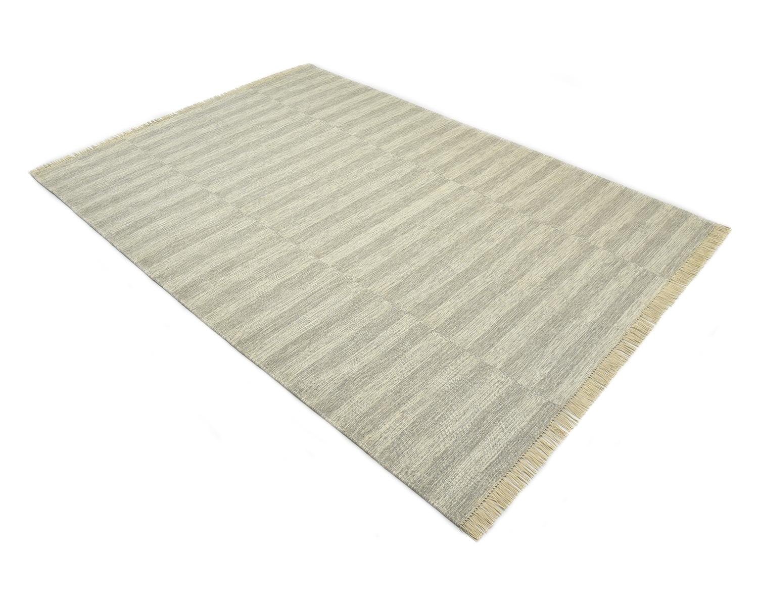 Solo Rugs Flatweave Striped Hand Woven Gray Area Rug For Sale 1