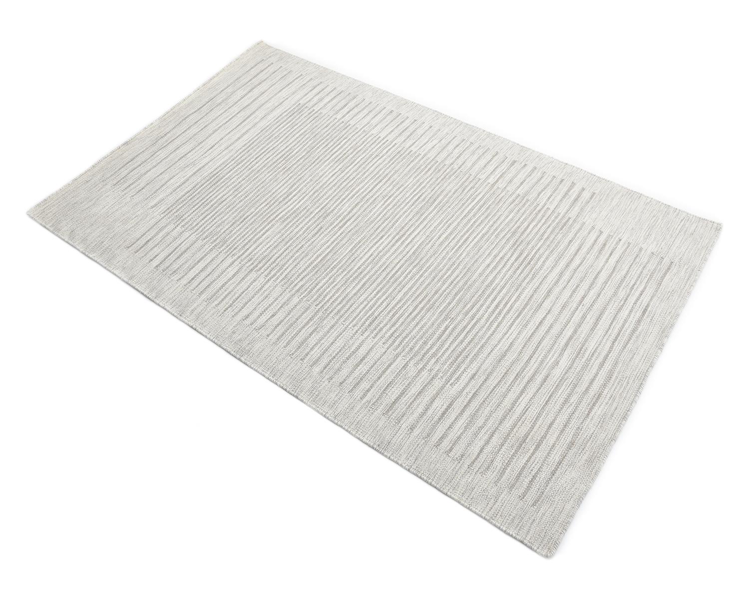 Solo Rugs Flatweave Striped Hand Woven Light Gray Area Rug For Sale 1