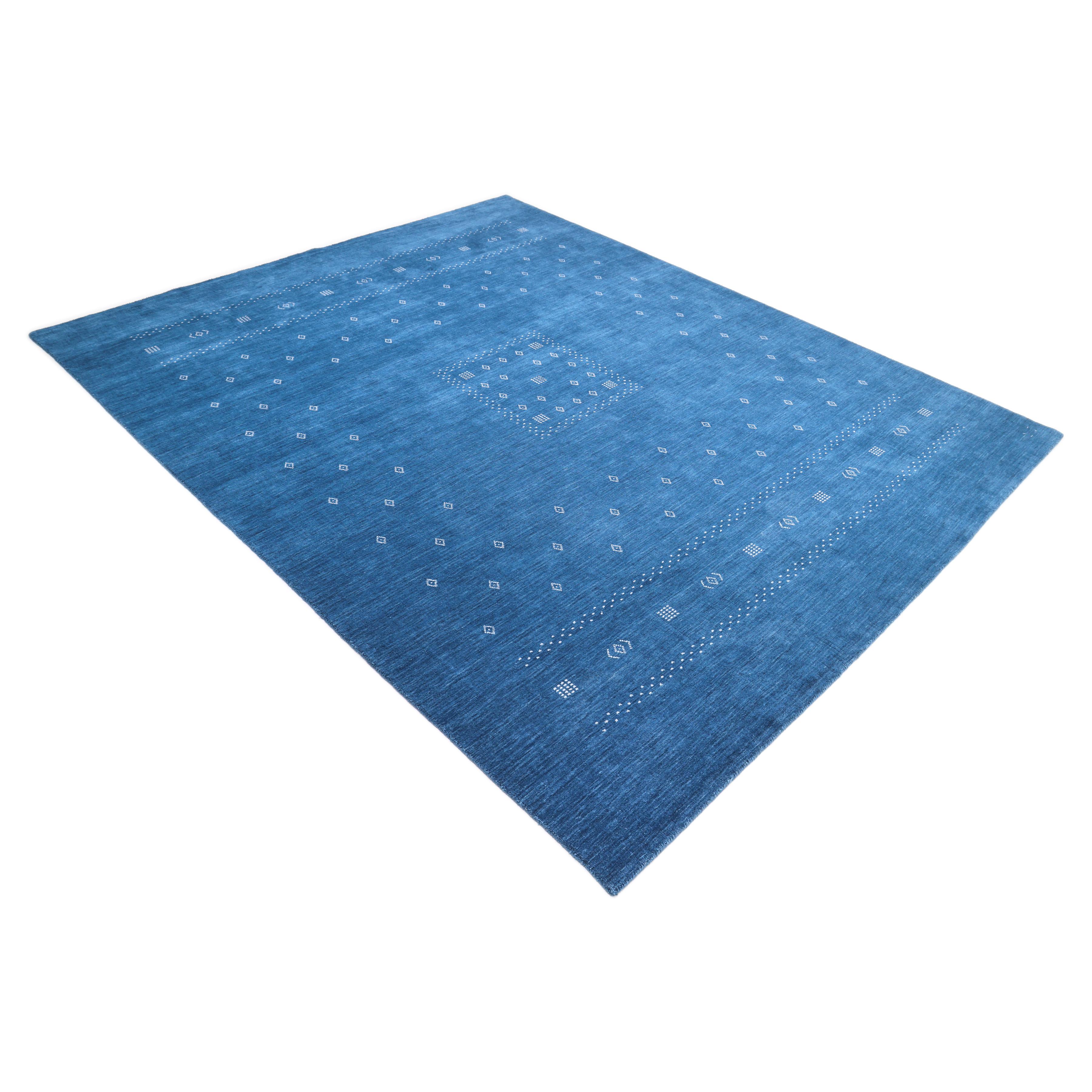 Cotton Solo Rugs Gabbeh Tribal Hand Loom Blue Area Rug