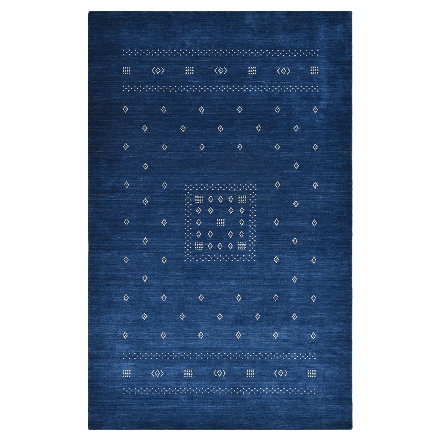 Solo Rugs Gabbeh Tribal Hand Loom Blue Area Rug For Sale