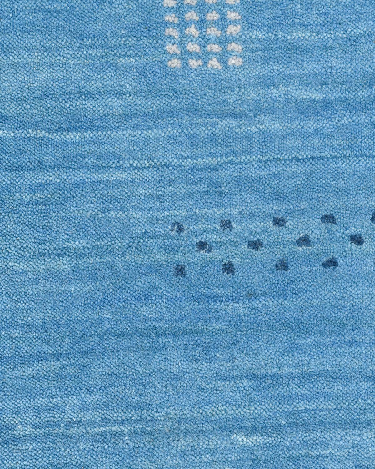 Gabbeh Stammeskunst-Teppich, handgefaltet, blau, 9 x 12 (Indisch) im Angebot