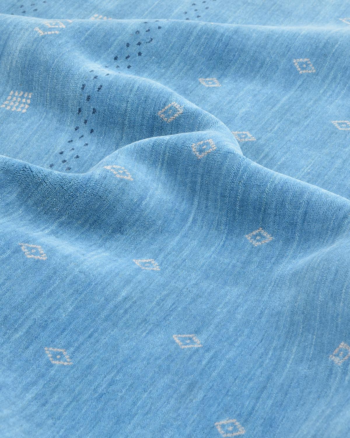 Gabbeh Stammeskunst-Teppich, handgefaltet, blau, 9 x 12 (Baumwolle) im Angebot
