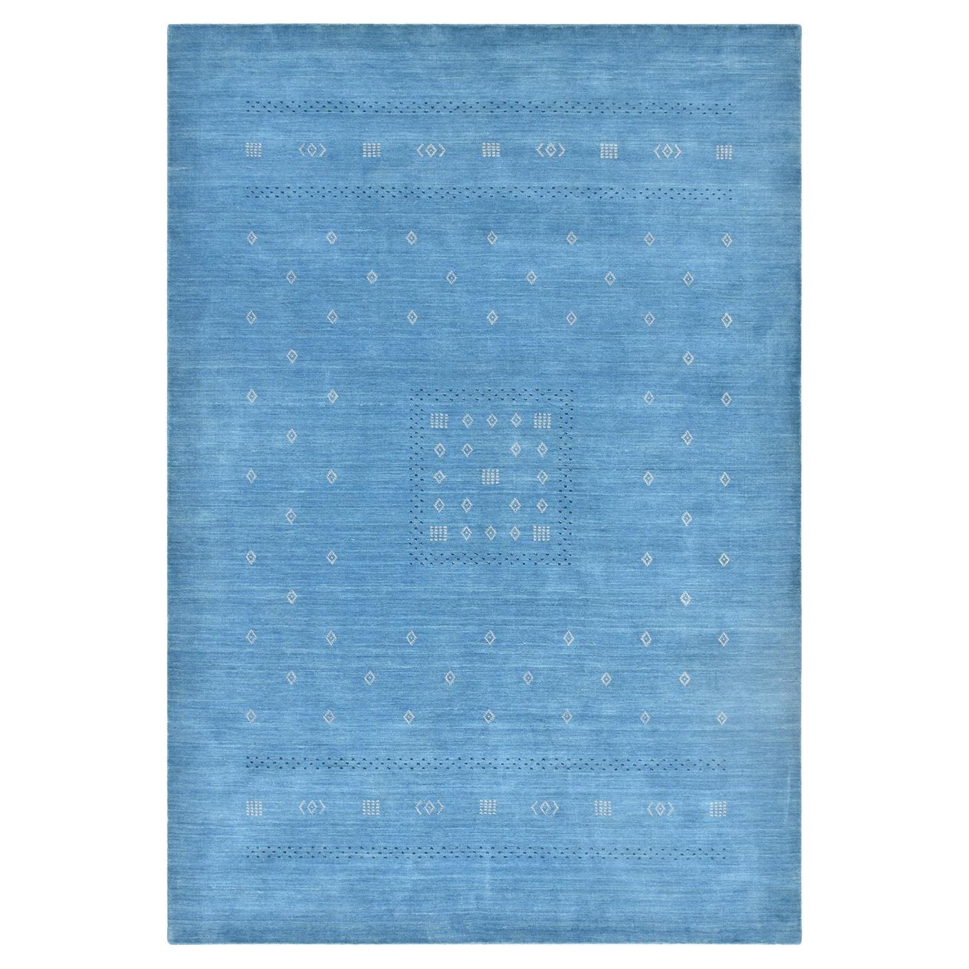 Gabbeh Stammeskunst-Teppich, handgefaltet, blau, 9 x 12 im Angebot
