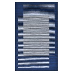Solo Rugs George Contemporary Striped Handmade Area Rug Blue