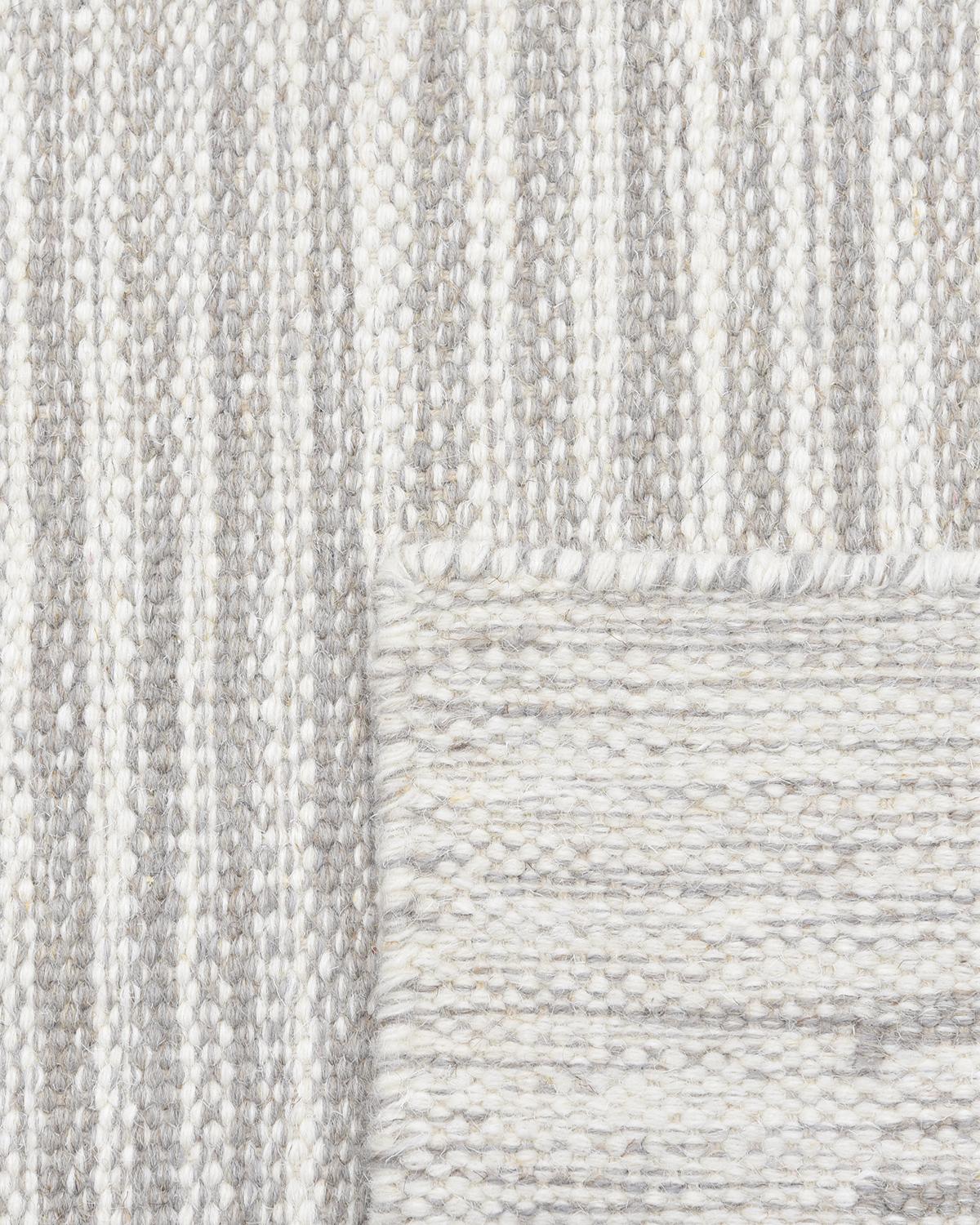 Solo Rugs George Contemporary Striped Handmade Area Rug Light Gray In New Condition For Sale In Norwalk, CT