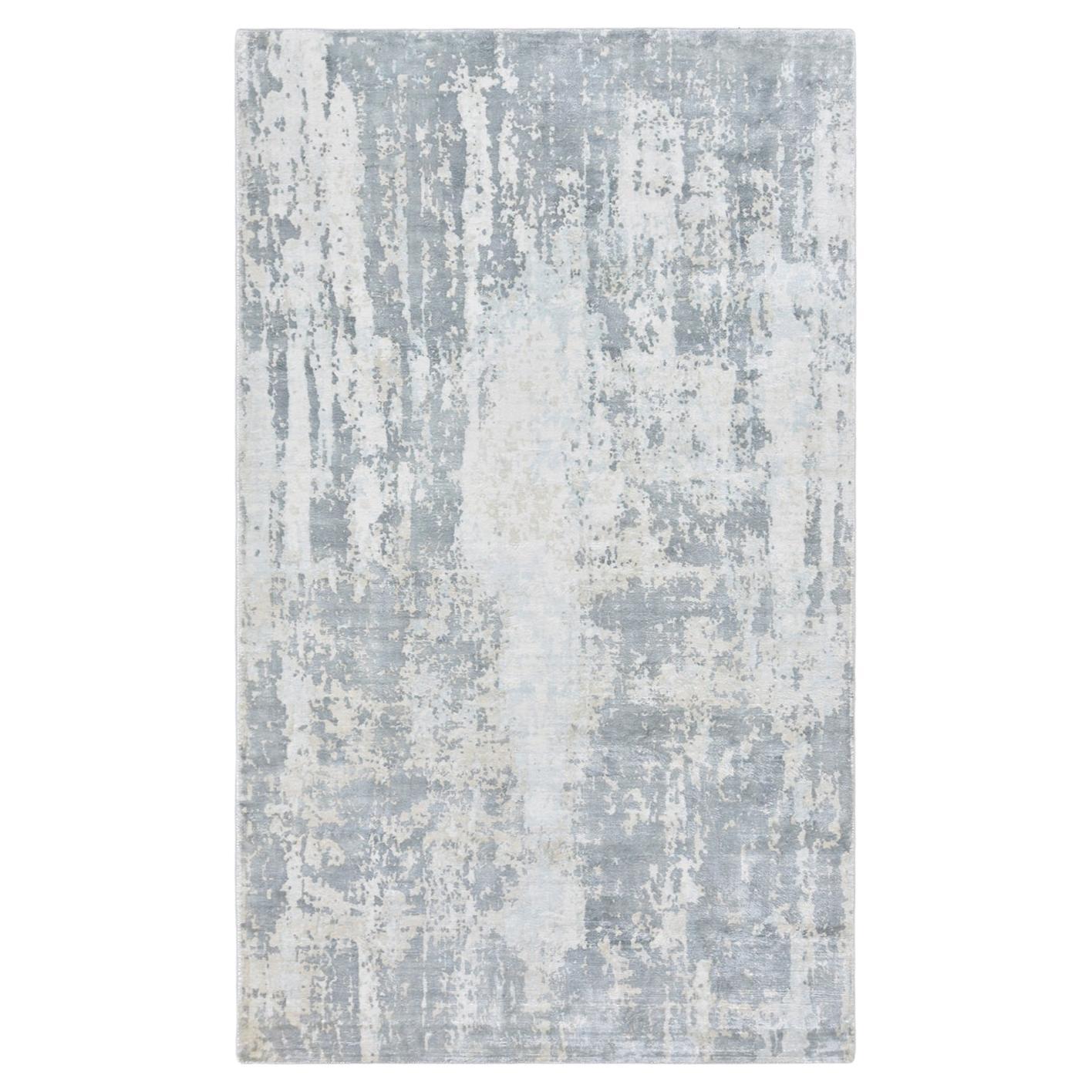 Solo Rugs Hagues Contemporary Abstract Handmade Area Rug Ivory For Sale