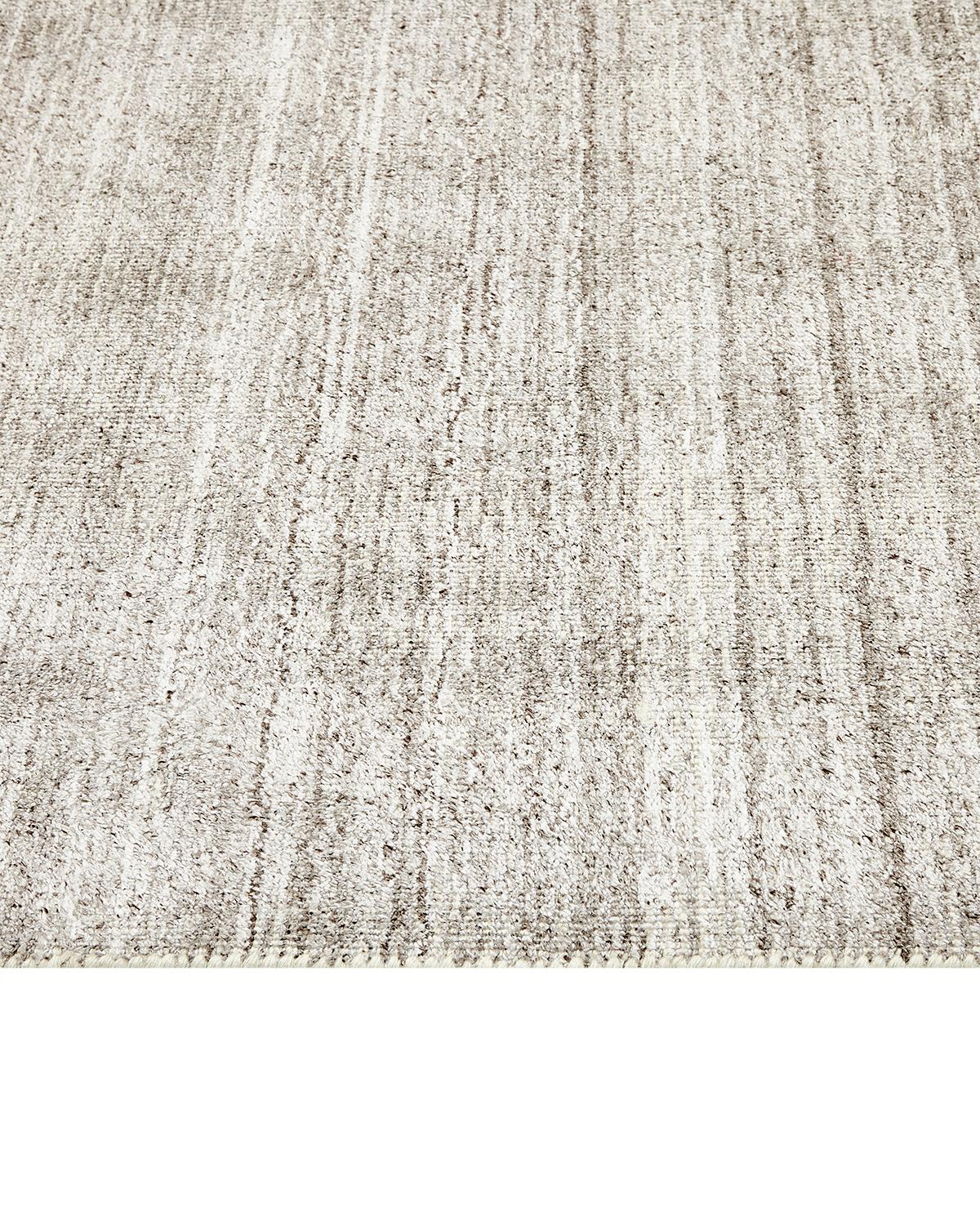 Modern Solo Rugs Halsey Contemporary Striped Handmade Area Rug Beige For Sale