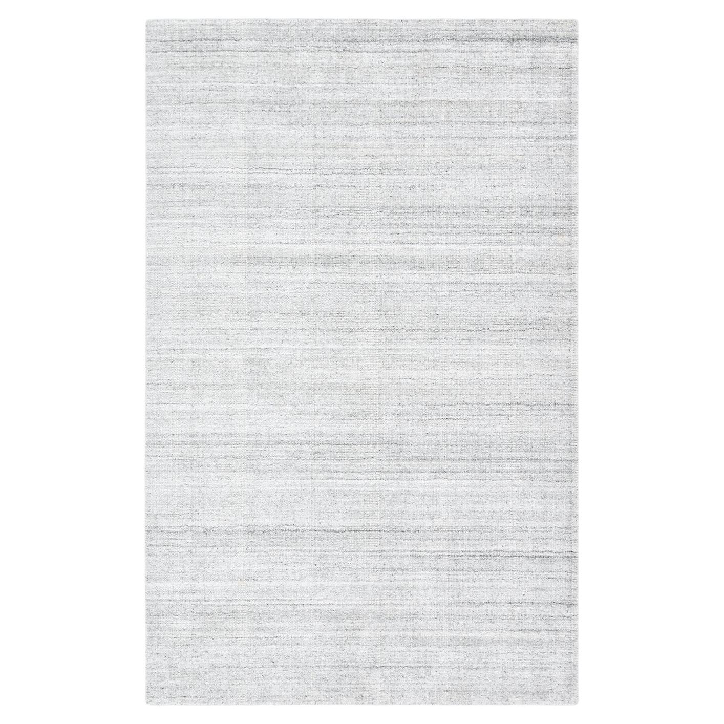 Solo Rugs Halsey Contemporary Striped Handmade Area Rug Ivory For Sale