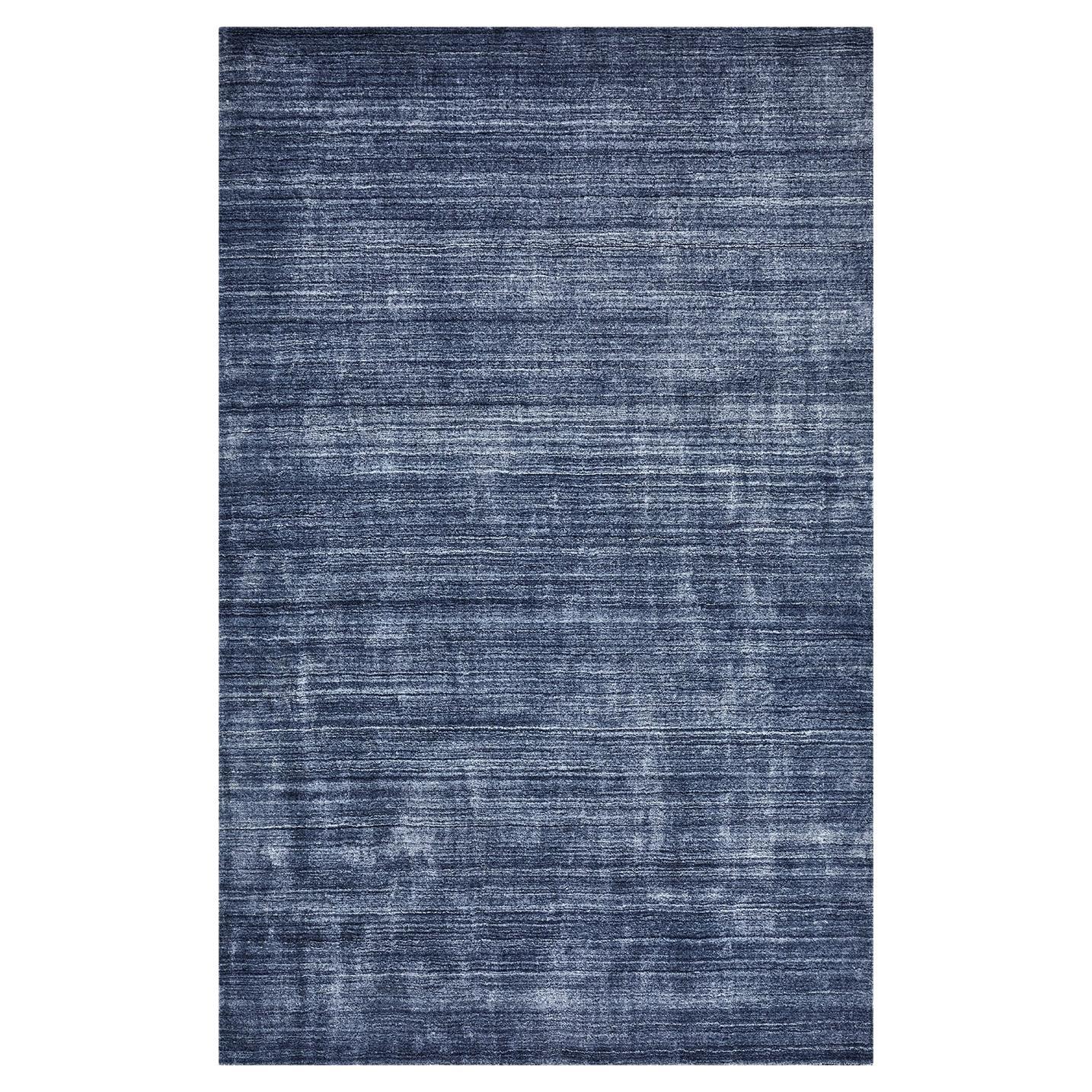 Solo Rugs Harbor Contemporary Solid Handmade Area Rug Blue
