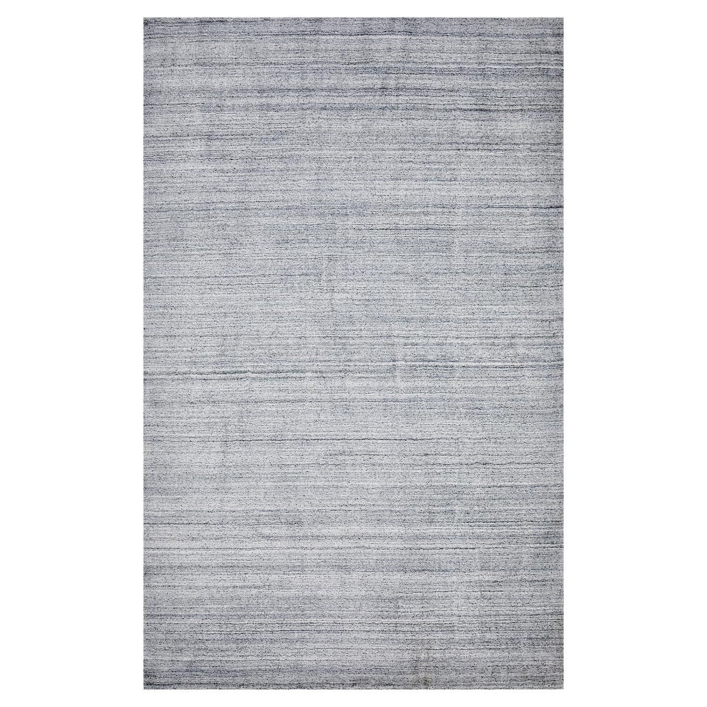 Solo Rugs Harbor Contemporary Solid Handmade Area Rug Gray For Sale
