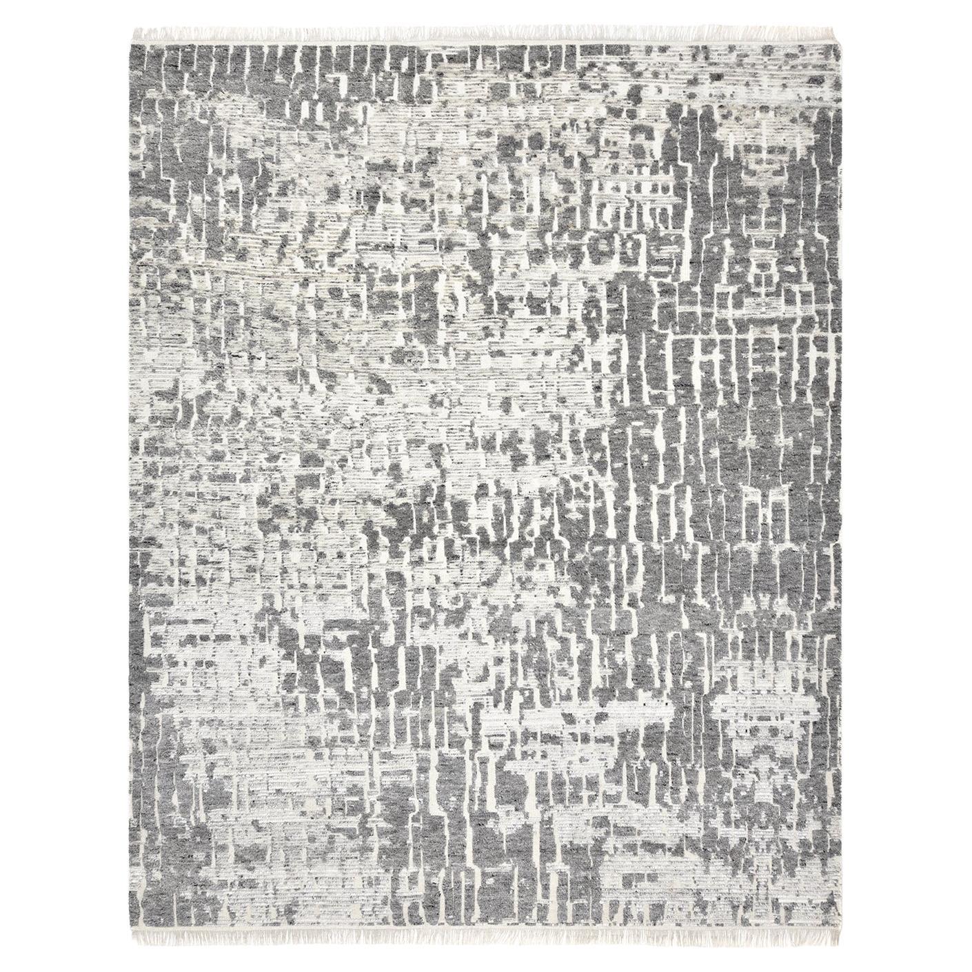Solo Rugs Larry Contemporary Abstract Handmade Area Rug Gray
