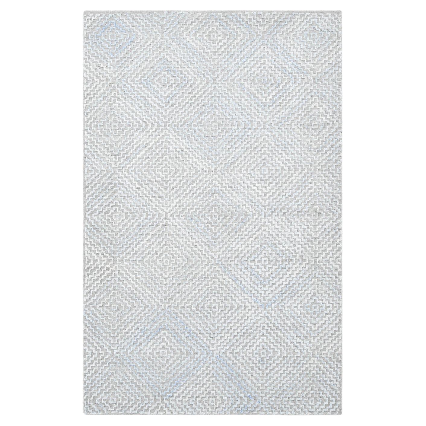 Solo Rugs Linda Contemporary Geometric Handmade Area Rug Gray