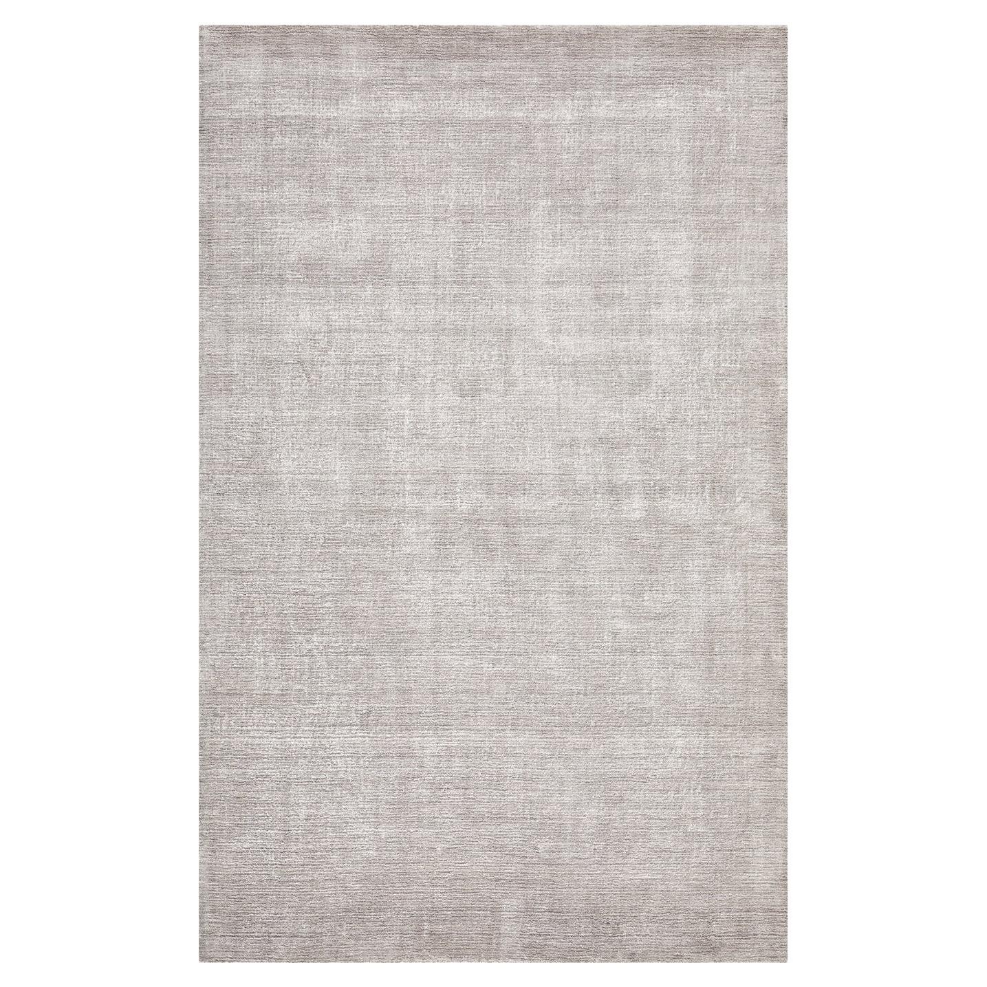 Solo Rugs Lodhi Contemporary Solid Handmade Area Rug Gray For Sale