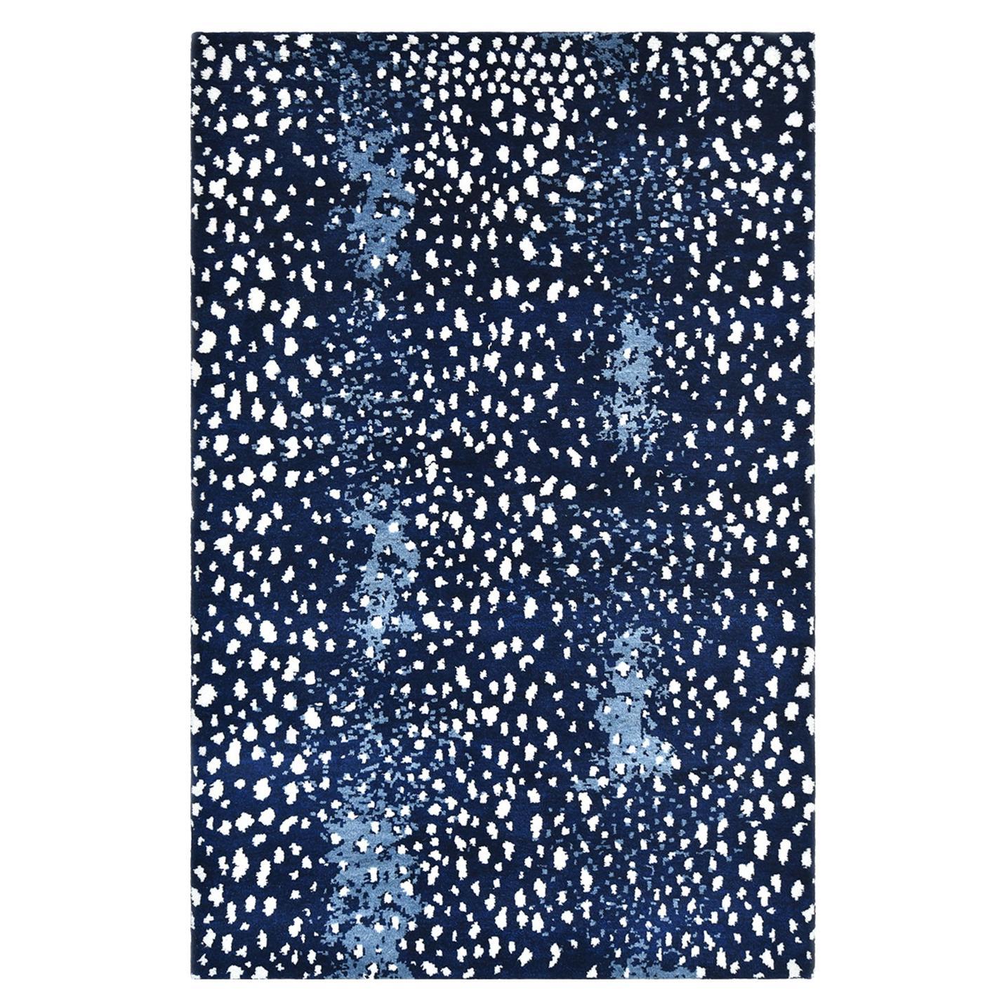 Tapis moderne à motifs animaliers noués à la main bleu 10 x 14