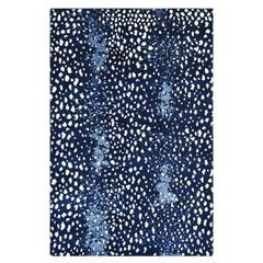 Tapis moderne à motifs animaliers noués à la main bleu 10 x 14