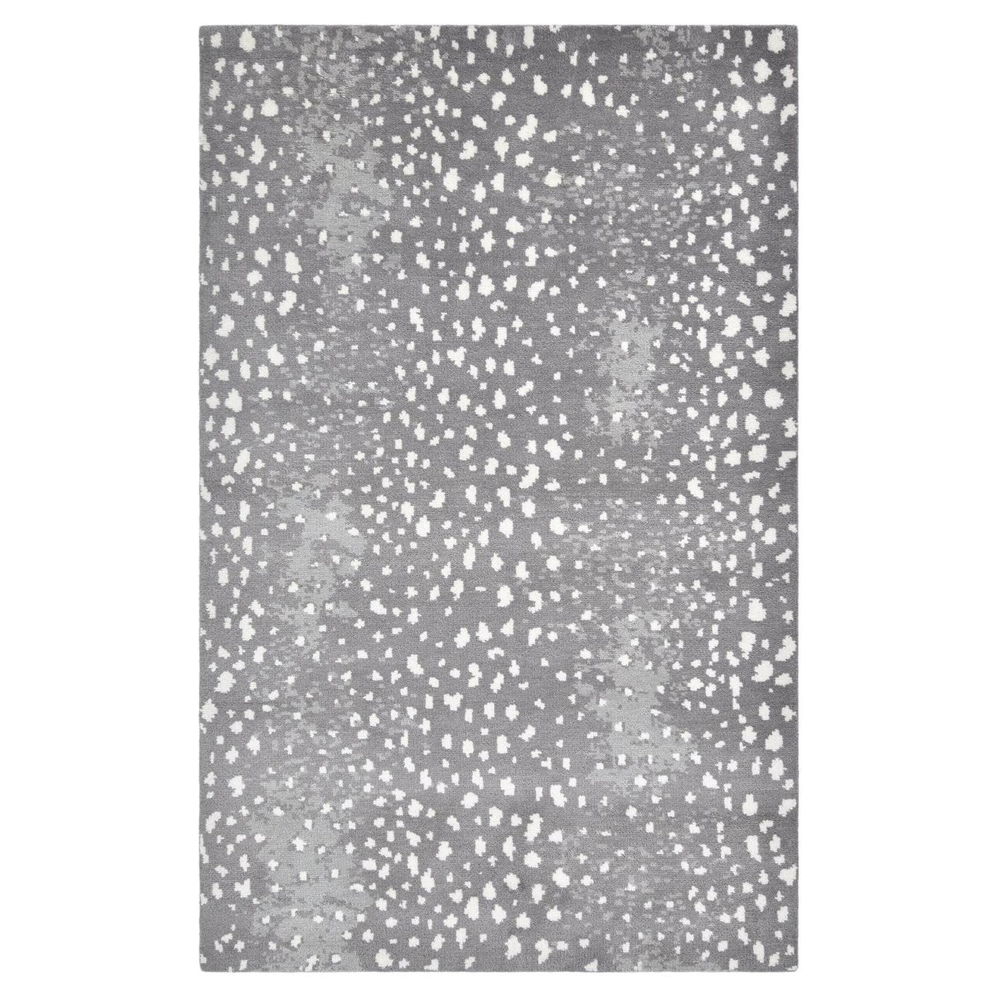 Moderner handgeknüpfter grauer 5 x 8 Teppich mit Tiermotiven
