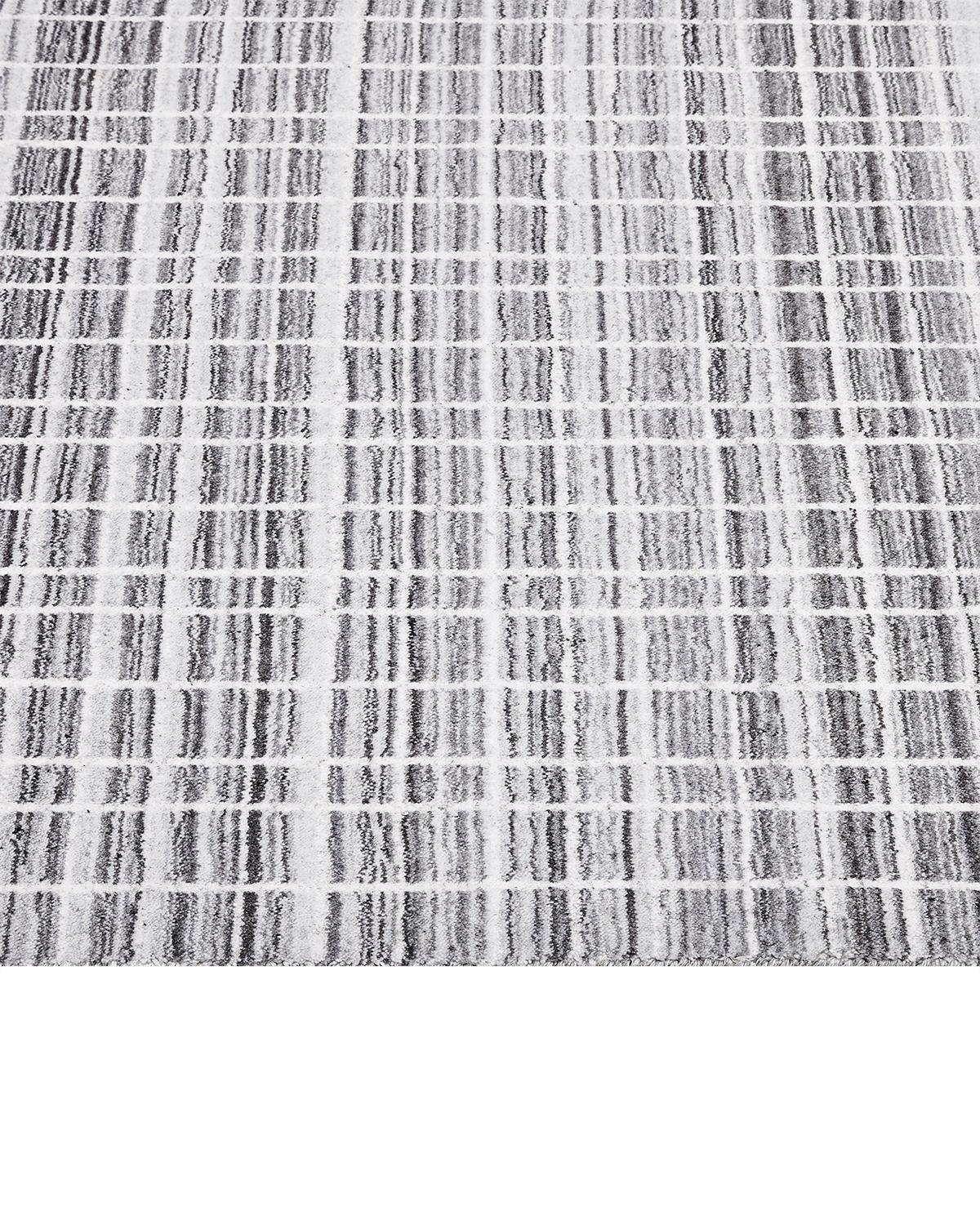 Contemporary Solo Rugs Modern Checkered Hand-Knotted Gray Area Rug For Sale