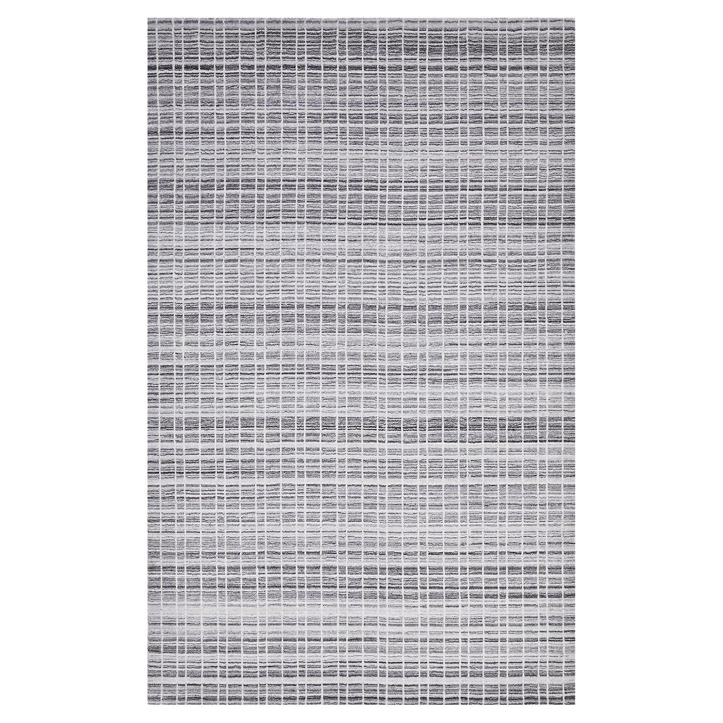 Moderner karierter handgeknüpfter grauer 9 x 12 Teppich aus Teppichen