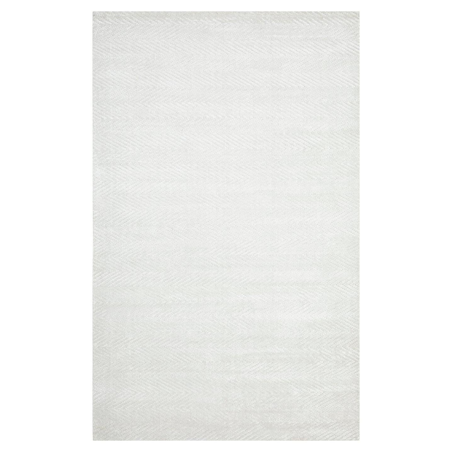 Solo Rugs Modern Chevron Hand Loom Ivory Area Rug For Sale