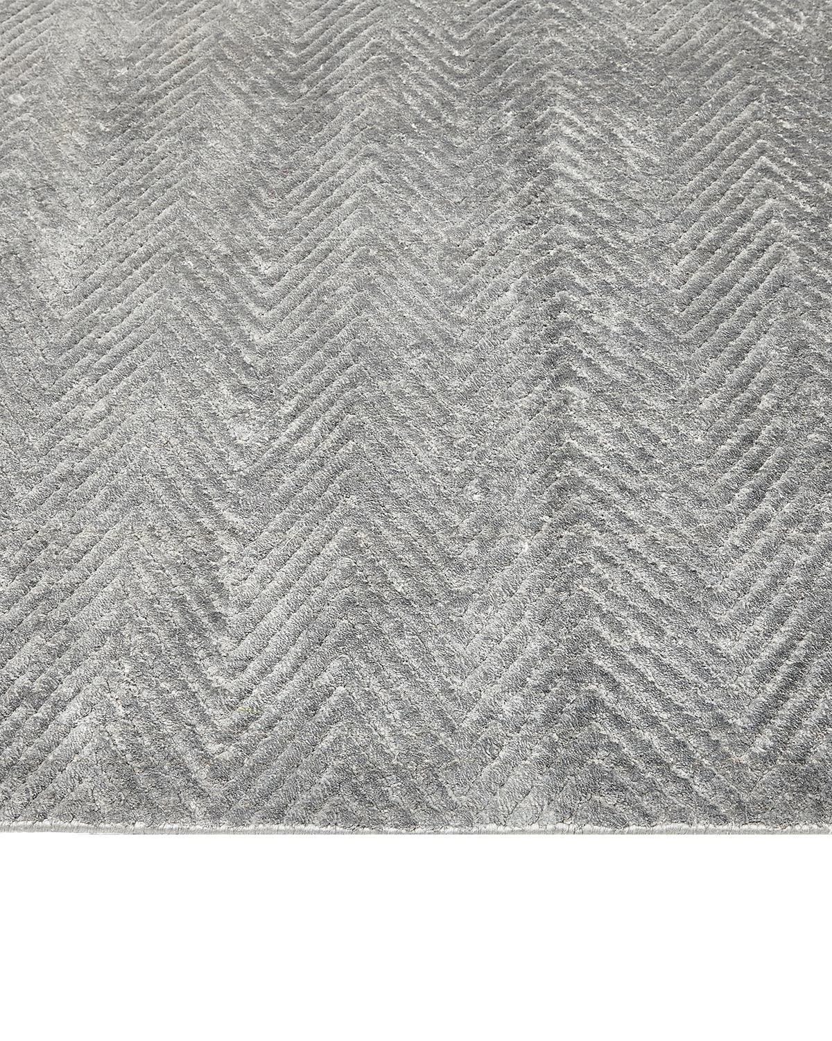 Indian Solo Rugs Modern Chevron Hand Loomed Gray Area Rug For Sale