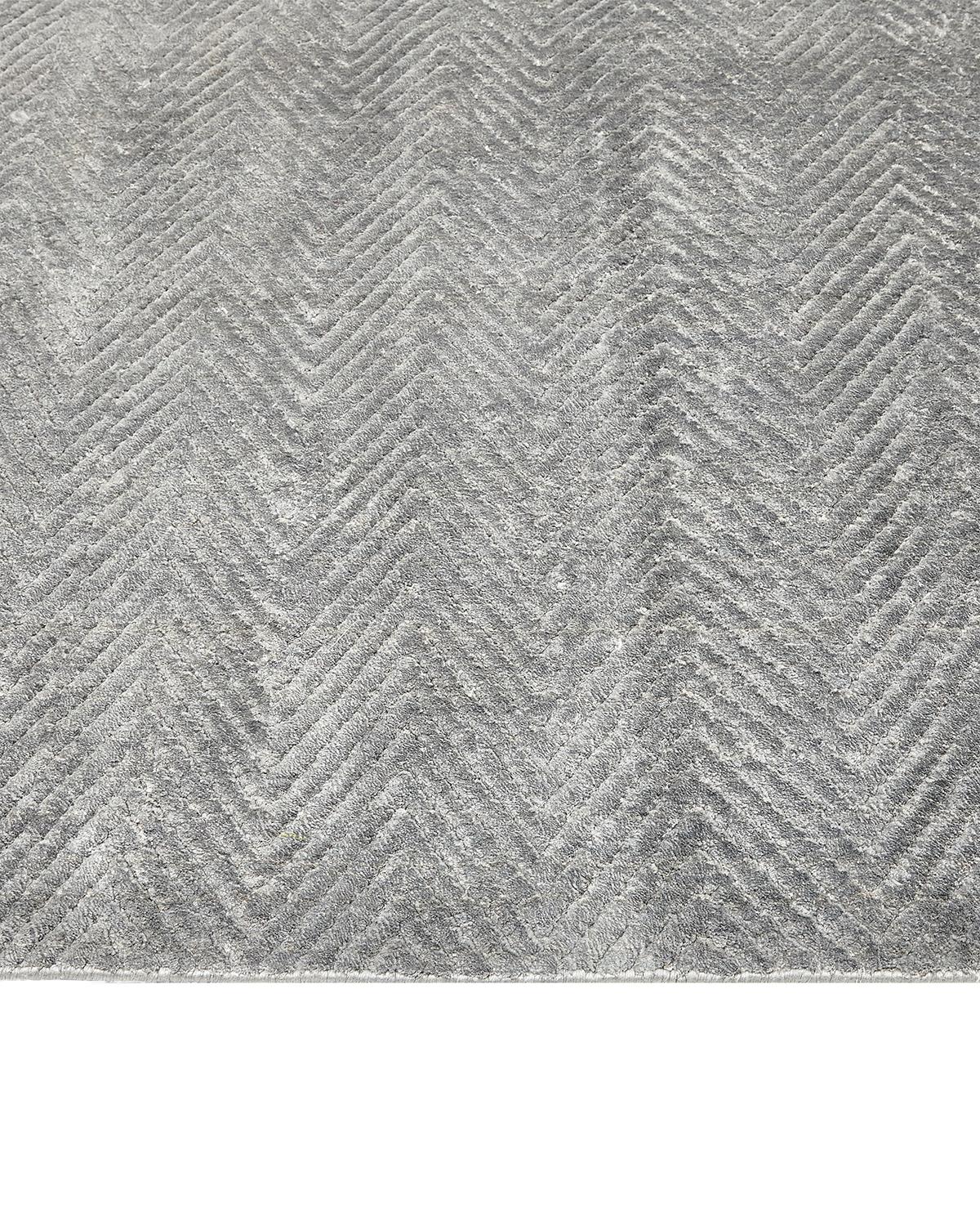 Indian Solo Rugs Modern Chevron Hand Loomed Gray Area Rug