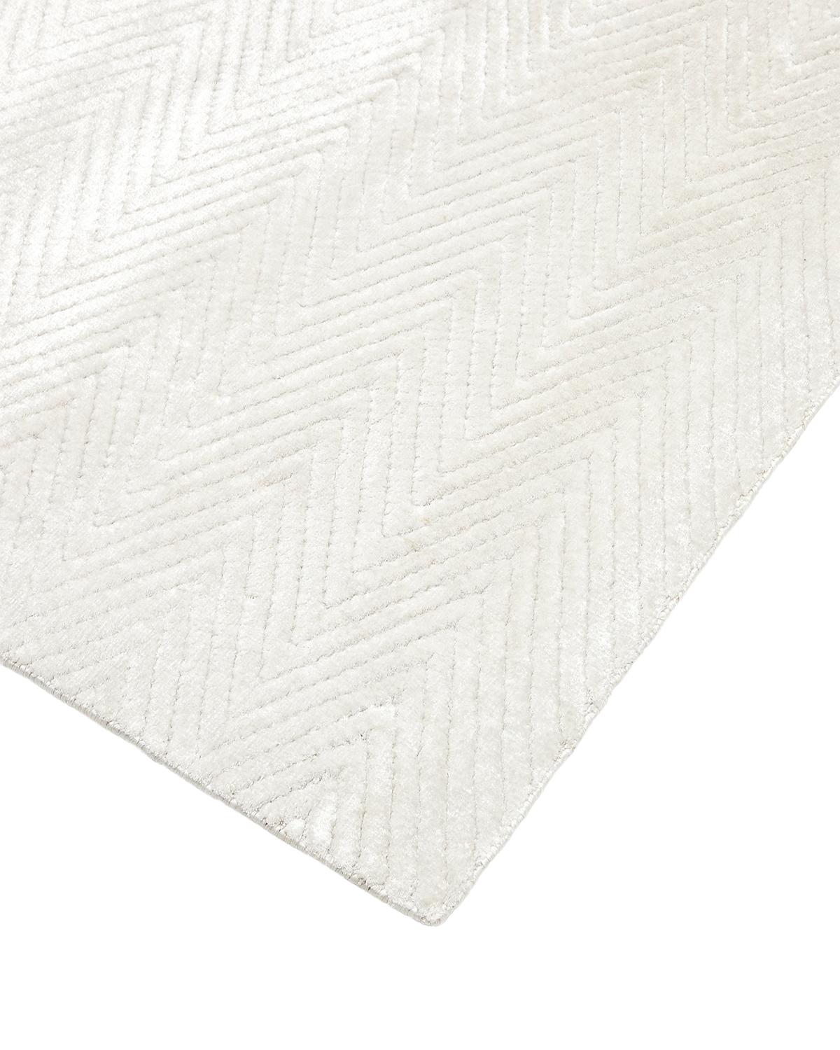 Indian Solo Rugs Modern Chevron Hand Loomed Ivory Area Rug For Sale