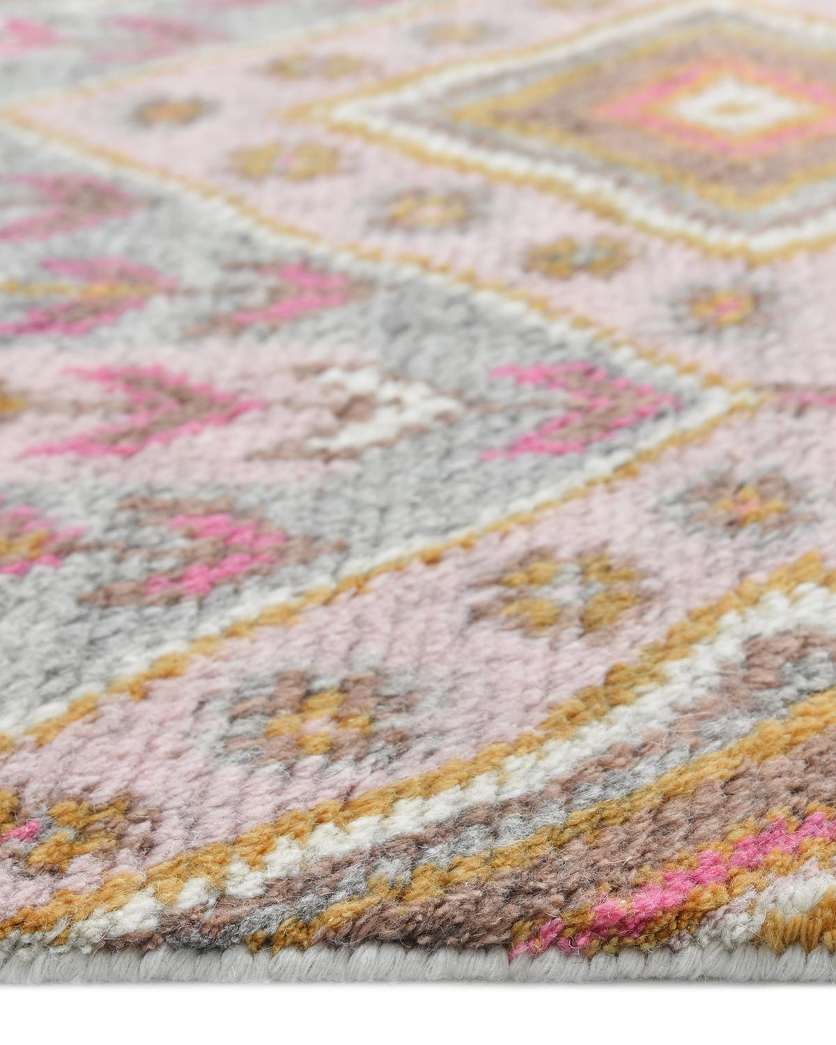 Contemporary Floral Hand Made Pink Area Rug 9' 0'' x 12' 0'' For Sale 1