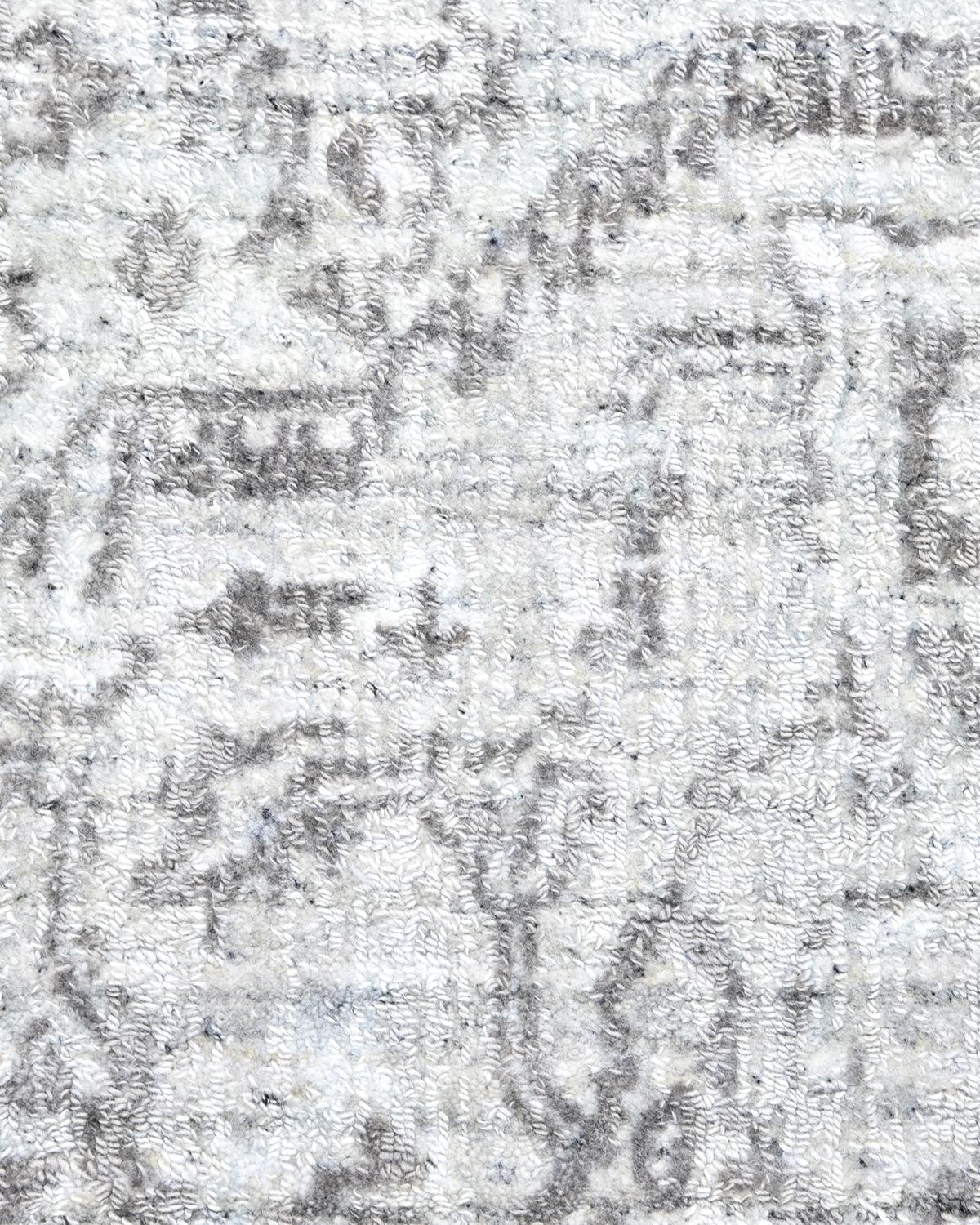 Indian Solo Rugs Modern Floral Hand Loom Light Gray Area Rug