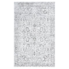 Solo Rugs Tapis floral moderne tissé à la main gris clair