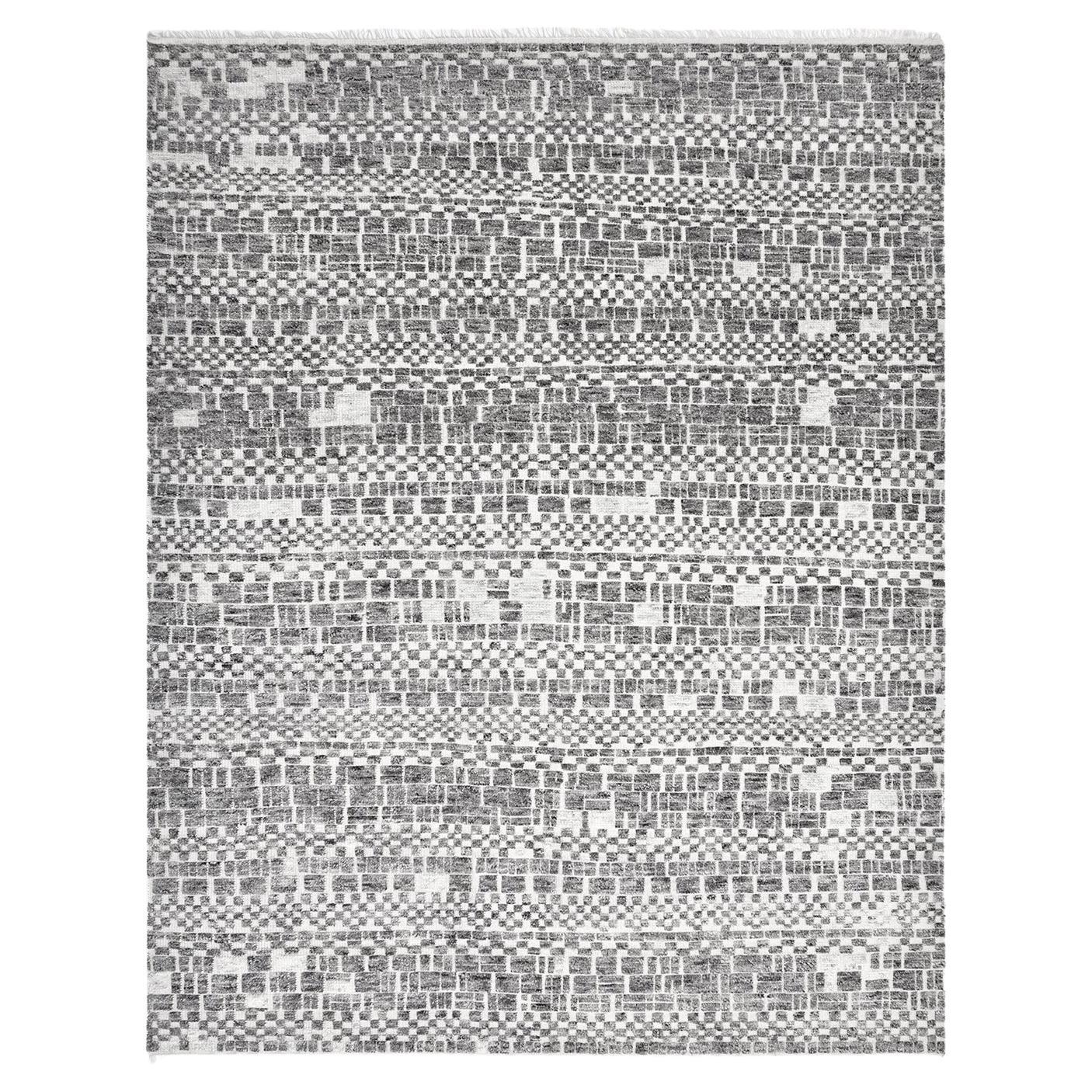 Solo Rugs Modern Geometric Hand-Knotted Gray Area Rug For Sale