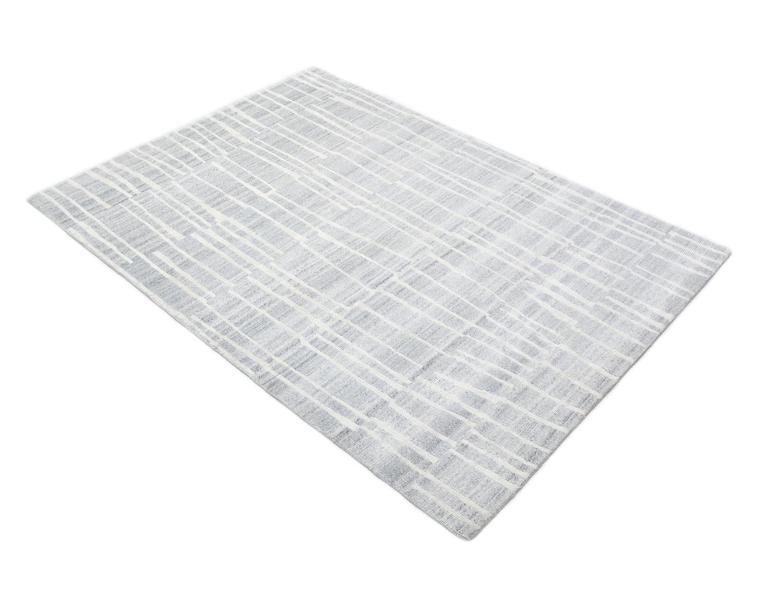 Solo Rugs Modern Geometric Hand-Knotted Gray Area Rug For Sale 1