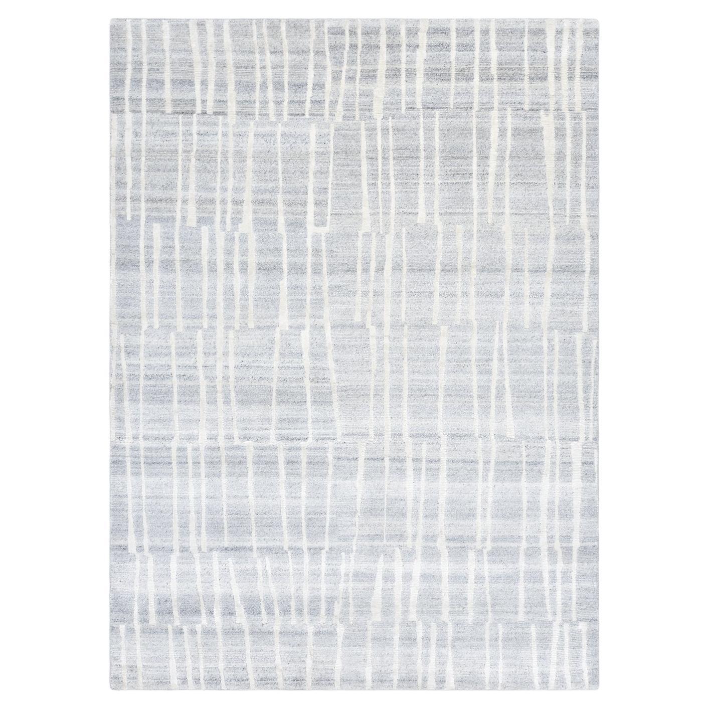 Solo Rugs Modern Geometric Hand-Knotted Gray Area Rug For Sale