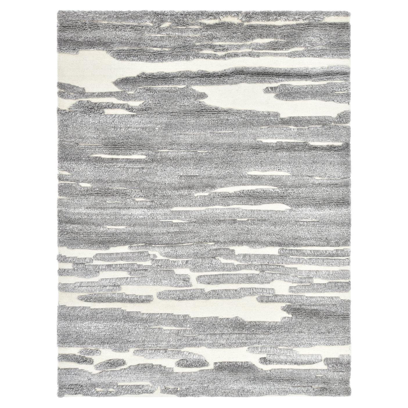 Solo Rugs Modern Geometric Hand-Knotted Gray Area Rug For Sale