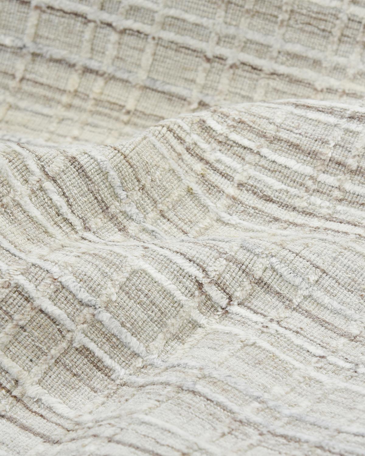 Cotton Solo Rugs Modern Geometric Hand Loom Beige Area Rug For Sale