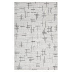 Tapis modernes géométriques tissés à la main gris clair 9 x 12