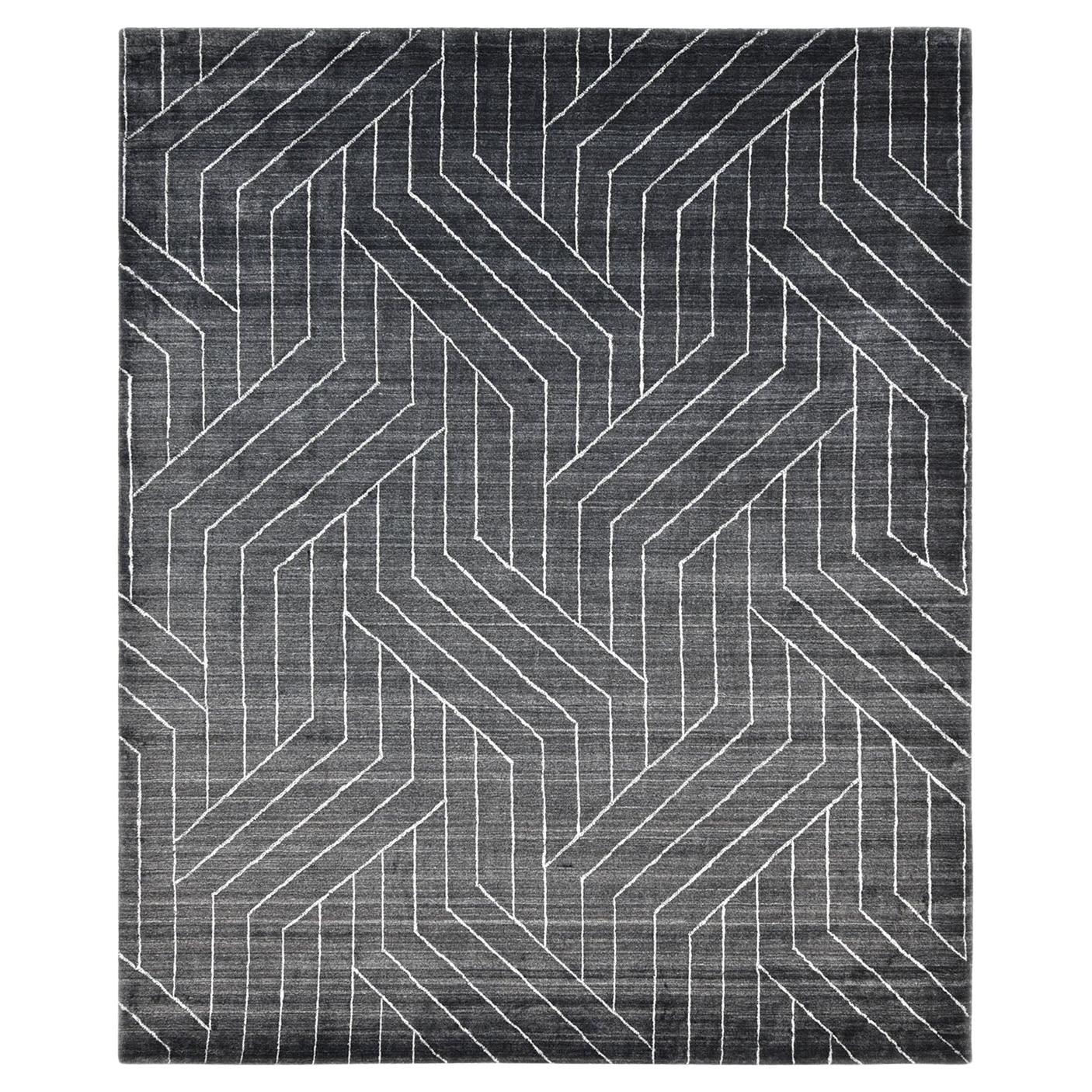 Solo Rugs Modern Geometric Hand Loomed Gray Area Rug For Sale