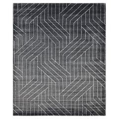 Solo Rugs Moderner Geometrischer Handgewebter Grauer Vorleger