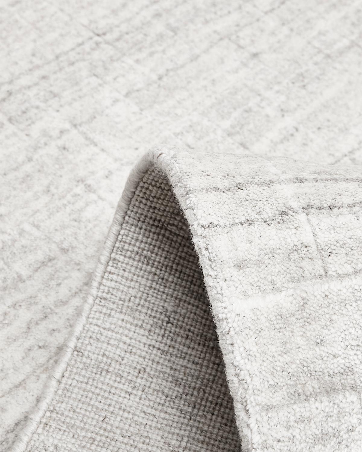 Solo Rugs Moderner Geometrischer Handgewobener Elfenbeinfarbener Läufer Vorleger (Indisch) im Angebot