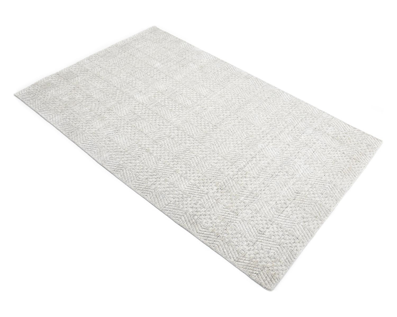 Solo Rugs Modern Geometric Hand Loomed Light Gray Area Rug For Sale 1