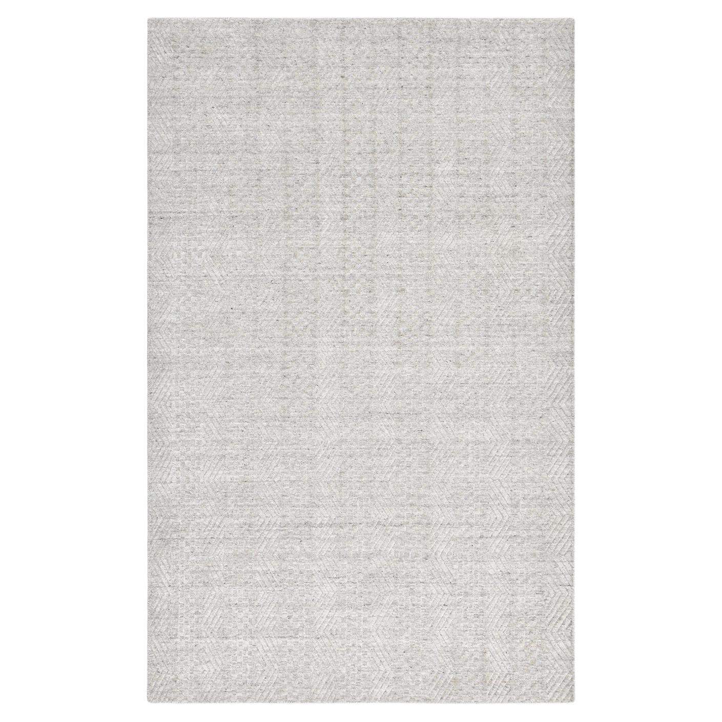 Solo Rugs Modern Geometric Hand Loomed Light Gray Area Rug For Sale