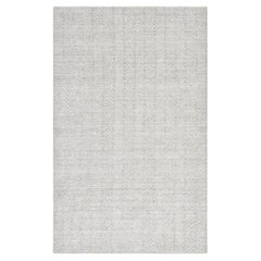 Tapis moderne géométrique noué à la main gris clair 5 x 8 Tapis Solo