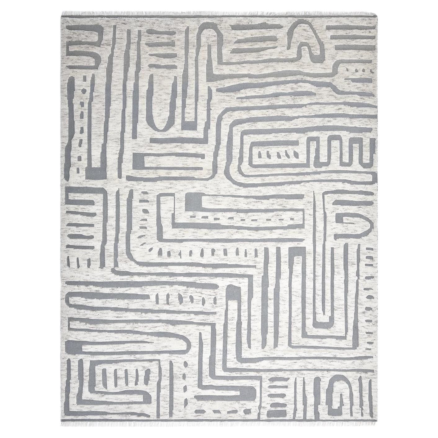 Solo Rugs Modern Oriental Hand Knotted Ivory Area Rug