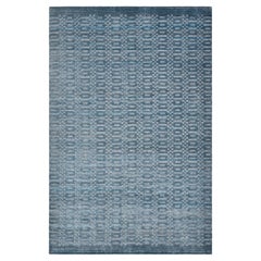Solo Rugs Modern Solid Hand Loomed Blue Area Rug