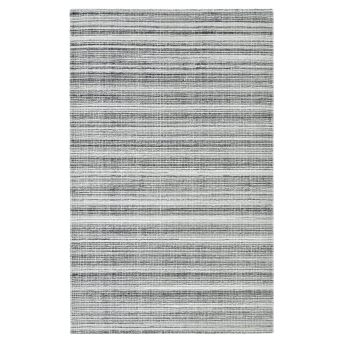 Solo Rugs Modern Striped Hand-Knotted Gray Area Rug For Sale