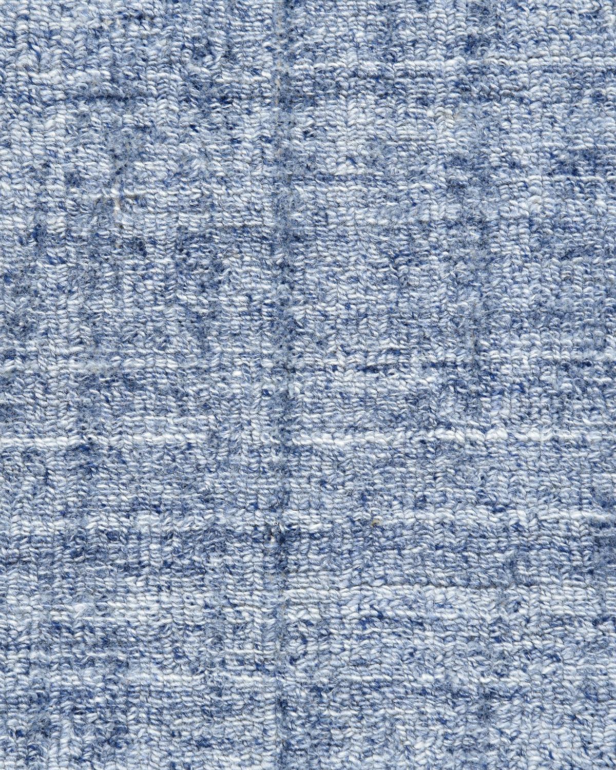 Indian Solo Rugs Modern Striped Hand Loomed Blue Area Rug For Sale