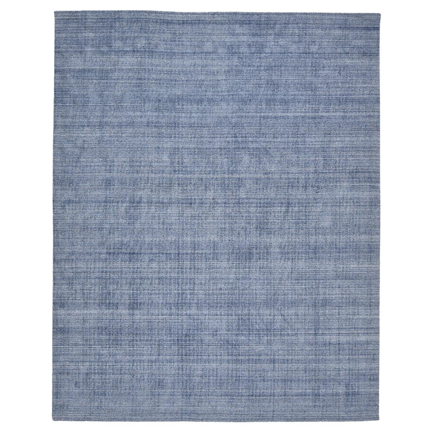 Solo Rugs Modern Striped Hand Loomed Blue Area Rug