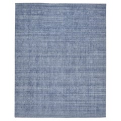 Solo Rugs Modern Striped Hand Loomed Blue Area Rug
